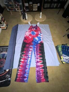 Dickies Custom Tie-Dye Grateful Dead Steal Your Face Patch Bib Overalls